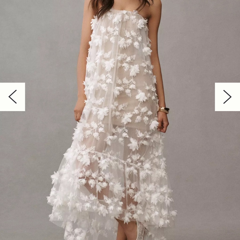 HELSI Athena Strapless High-Low Applique Gown size XL, White